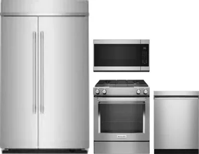 4 Piece Package Includes Refrigerator, Range, Microwave And Dishwasher