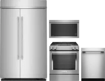 4 Piece Package Includes Refrigerator, Range, Microwave And Dishwasher