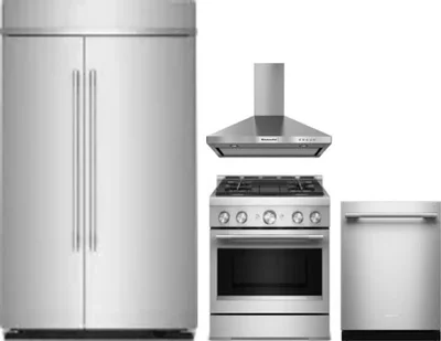 4 Piece Package Includes Refrigerator, Range, Hood And Dishwasher