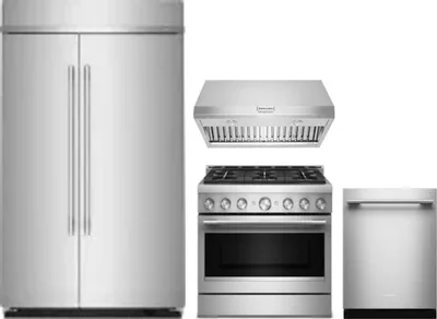 4 Piece Package Includes Refrigerator, Range, Hood And Dishwasher