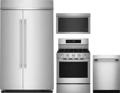 4 Piece Package Includes Refrigerator, Range, Microwave And Dishwasher