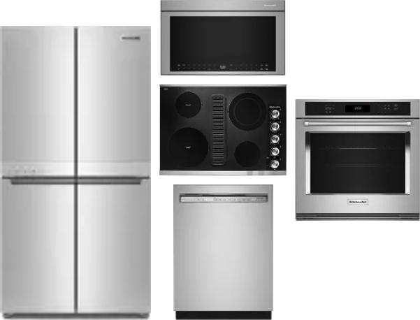 5 Piece Package Includes Refrigerator, Cooktop, Wall Oven, Microwave And Dishwasher