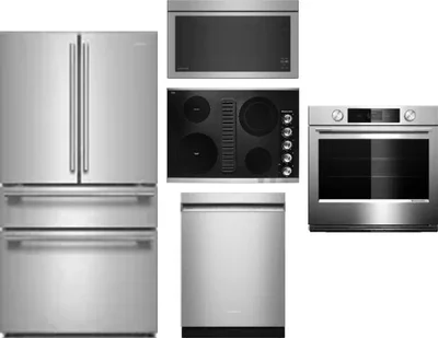 5 Piece Package Includes Refrigerator, Cooktop, Wall Oven, Microwave And Dishwasher