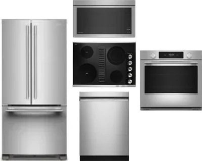 5 Piece Package Includes Refrigerator, Cooktop, Wall Oven, Microwave And Dishwasher