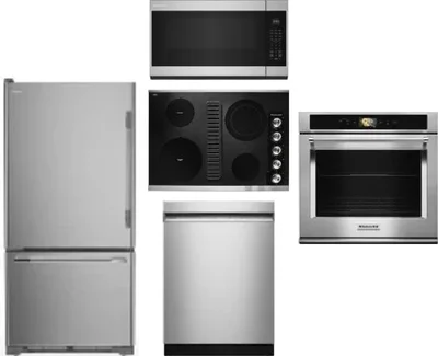 5 Piece Package Includes Refrigerator, Cooktop, Wall Oven, Microwave And Dishwasher