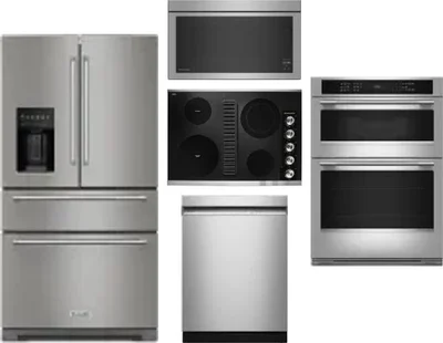 5 Piece Package Includes Refrigerator, Cooktop, Wall Oven, Microwave And Dishwasher