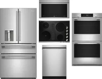 5 Piece Package Includes Refrigerator, Cooktop, Wall Oven, Microwave And Dishwasher