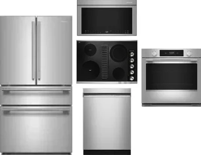 5 Piece Package Includes Refrigerator, Cooktop, Wall Oven, Microwave And Dishwasher