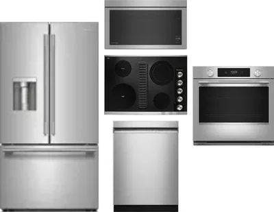 5 Piece Package Includes Refrigerator, Cooktop, Wall Oven, Microwave And Dishwasher