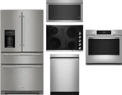 5 Piece Package Includes Refrigerator, Cooktop, Wall Oven, Microwave And Dishwasher