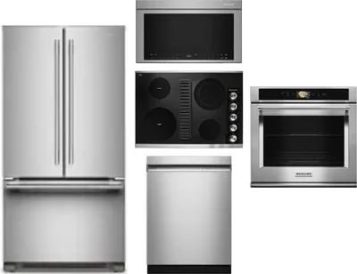 5 Piece Package Includes Refrigerator, Cooktop, Wall Oven, Microwave And Dishwasher