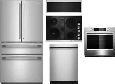5 Piece Package Includes Refrigerator, Cooktop, Wall Oven, Microwave And Dishwasher