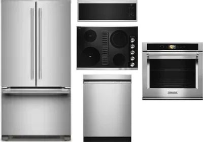 5 Piece Package Includes Refrigerator, Cooktop, Wall Oven, Microwave And Dishwasher