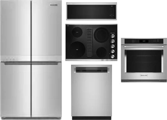 5 Piece Package Includes Refrigerator, Cooktop, Wall Oven, Microwave And Dishwasher