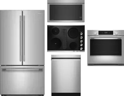 5 Piece Package Includes Refrigerator, Cooktop, Wall Oven, Microwave And Dishwasher