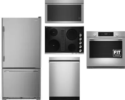 5 Piece Package Includes Refrigerator, Cooktop, Wall Oven, Microwave And Dishwasher