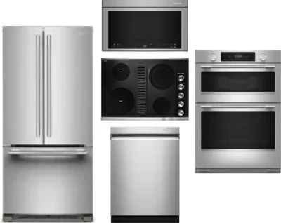 5 Piece Package Includes Refrigerator, Cooktop, Wall Oven, Microwave And Dishwasher