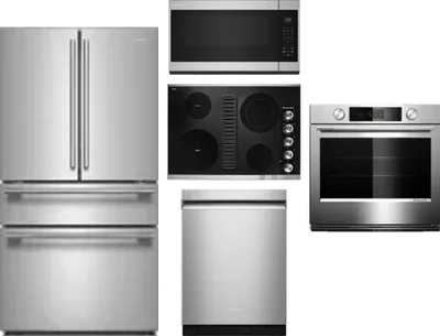 5 Piece Package Includes Refrigerator, Cooktop, Wall Oven, Microwave And Dishwasher