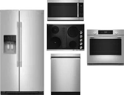 5 Piece Package Includes Refrigerator, Cooktop, Wall Oven, Microwave And Dishwasher