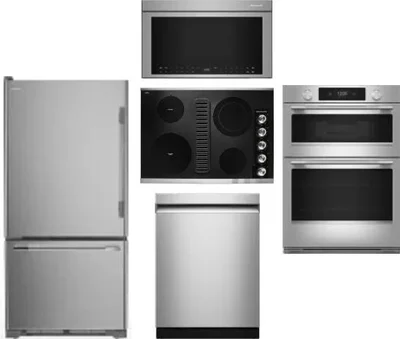 5 Piece Package Includes Refrigerator, Cooktop, Wall Oven, Microwave And Dishwasher