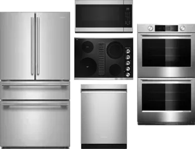 5 Piece Package Includes Refrigerator, Cooktop, Wall Oven, Microwave And Dishwasher