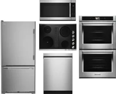 5 Piece Package Includes Refrigerator, Cooktop, Wall Oven, Microwave And Dishwasher