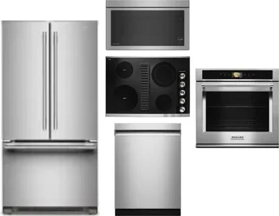 5 Piece Package Includes Refrigerator, Cooktop, Wall Oven, Microwave And Dishwasher
