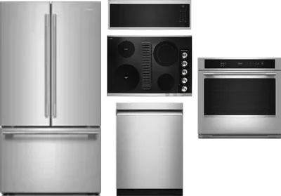 5 Piece Package Includes Refrigerator, Cooktop, Wall Oven, Microwave And Dishwasher