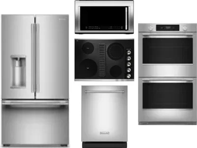5 Piece Package Includes Refrigerator, Cooktop, Wall Oven, Microwave And Dishwasher