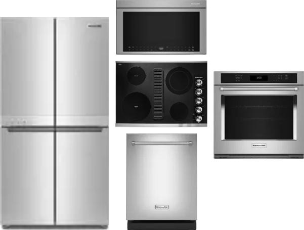 5 Piece Package Includes Refrigerator, Cooktop, Wall Oven, Microwave And Dishwasher