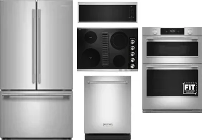 5 Piece Package Includes Refrigerator, Cooktop, Wall Oven, Microwave And Dishwasher
