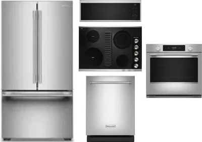 5 Piece Package Includes Refrigerator, Cooktop, Wall Oven, Microwave And Dishwasher