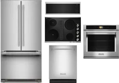 5 Piece Package Includes Refrigerator, Cooktop, Wall Oven, Microwave And Dishwasher