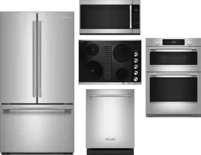 5 Piece Package Includes Refrigerator, Cooktop, Wall Oven, Microwave And Dishwasher