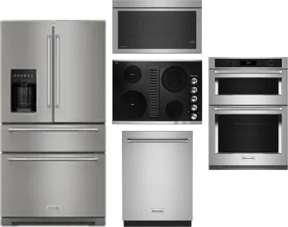 5 Piece Package Includes Refrigerator, Cooktop, Wall Oven, Microwave And Dishwasher