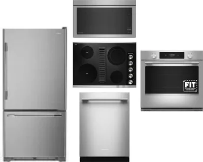 5 Piece Package Includes Refrigerator, Cooktop, Wall Oven, Microwave And Dishwasher