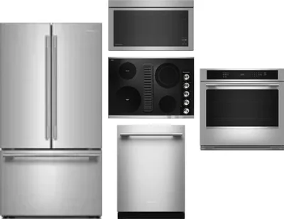 5 Piece Package Includes Refrigerator, Cooktop, Wall Oven, Microwave And Dishwasher