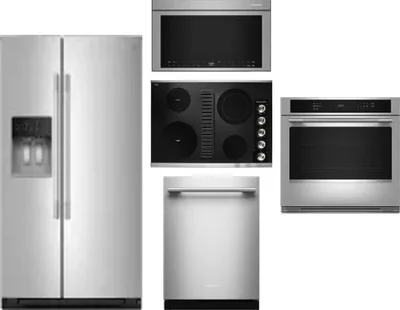5 Piece Package Includes Refrigerator, Cooktop, Wall Oven, Microwave And Dishwasher