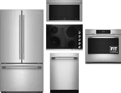 5 Piece Package Includes Refrigerator, Cooktop, Wall Oven, Microwave And Dishwasher
