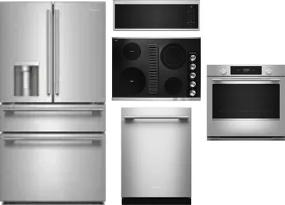 5 Piece Package Includes Refrigerator, Cooktop, Wall Oven, Microwave And Dishwasher