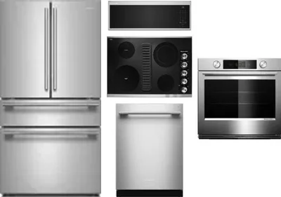 5 Piece Package Includes Refrigerator, Cooktop, Wall Oven, Microwave And Dishwasher