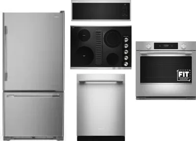 5 Piece Package Includes Refrigerator, Cooktop, Wall Oven, Microwave And Dishwasher