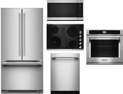 5 Piece Package Includes Refrigerator, Cooktop, Wall Oven, Microwave And Dishwasher