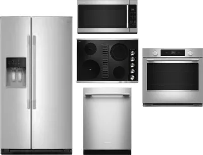 5 Piece Package Includes Refrigerator, Cooktop, Wall Oven, Microwave And Dishwasher