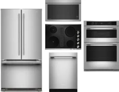 5 Piece Package Includes Refrigerator, Cooktop, Wall Oven, Microwave And Dishwasher