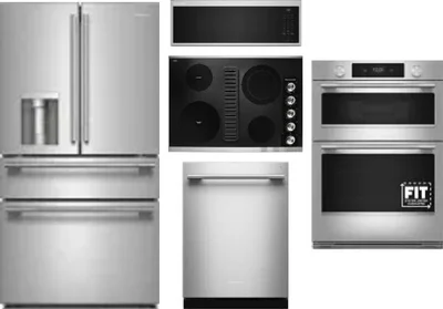 5 Piece Package Includes Refrigerator, Cooktop, Wall Oven, Microwave And Dishwasher