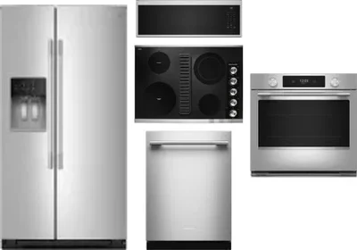 5 Piece Package Includes Refrigerator, Cooktop, Wall Oven, Microwave And Dishwasher