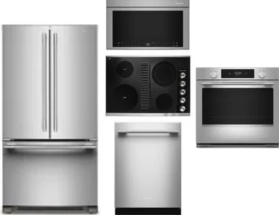 5 Piece Package Includes Refrigerator, Cooktop, Wall Oven, Microwave And Dishwasher