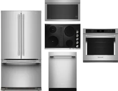 5 Piece Package Includes Refrigerator, Cooktop, Wall Oven, Microwave And Dishwasher
