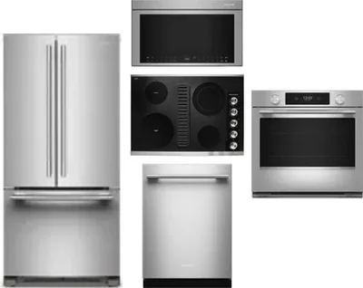 5 Piece Package Includes Refrigerator, Cooktop, Wall Oven, Microwave And Dishwasher